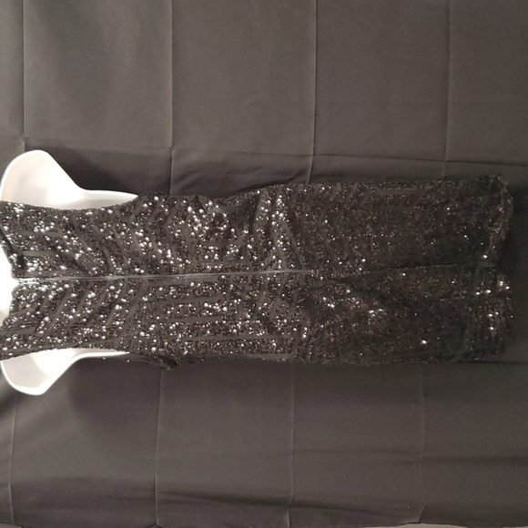 Rhapsody Black Sequin Midi Dress SZ LG - Picture 3 of 6